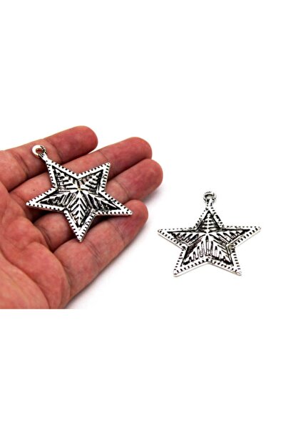 yfhobi 1 Adet - 48x55 Mm, Yıldız Desenli, Metal Uç, Takı Malzemesi, Boyalı Gü...