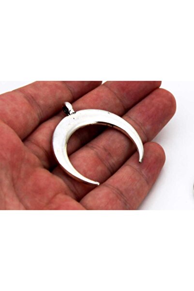 yfhobi 2 Adet - 39x43 Mm Ay Desenli, Metal Uç, Takı Malzemesi, Boyalı Gümüş K...