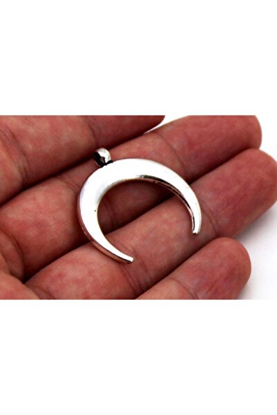 yfhobi 2 Adet - 28x29 Mm Ay Desenli, Metal Uç, Takı Malzemesi, Boyalı Gümüş K...