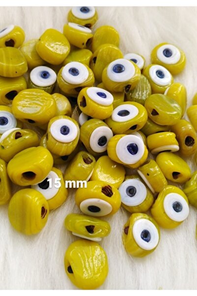 fundahobi 15 ملم خرز عين الشر الزجاجي باللون الأصفر النيون