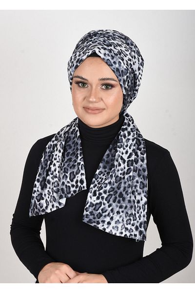 OykumBone Șal-eșarfă-bonă din lycra din țesătură de nisip cu model leopard albastru