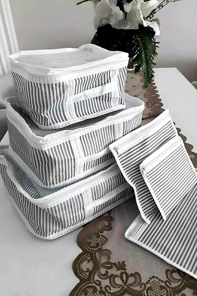Milenay Suitcase Organizer, Suitcase Organizer, Travel Organizer, Gray Color, Set of 6