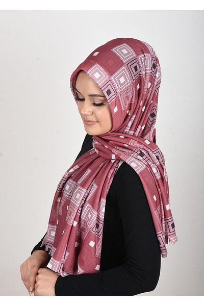 OykumBone Red-white Patterned Sandy Fabric Lycra Ready Shawl-scarf-bone