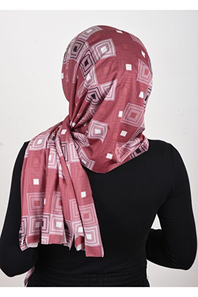 OykumBone Κόκκινο-λευκό μοτίβο αμμώδες ύφασμα Lycra έτοιμο σάλι-μαντήλι-καπέλο