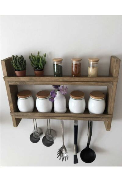 Keskin Ahşap Dekoratif Ahşap Mutfak Rafı Terek