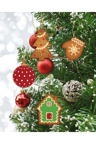 quppa Christmas Tree Decor 4-Piece MDF Set