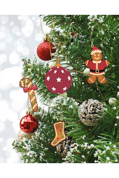 quppa Christmas Tree Decor 4-Piece MDF Set