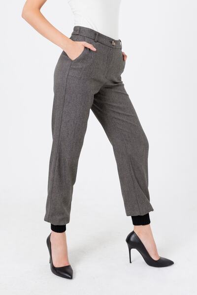 Lafaba Women's Black Knitwear Detailed Trousers