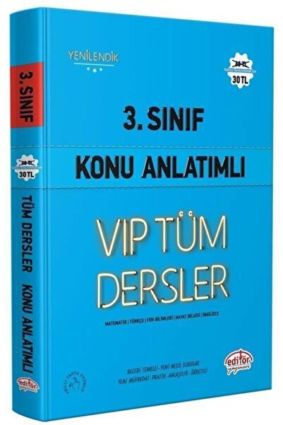 Editör Yayınevi 3.sınıf Vıp Tüm Dersler K A Mavi Kitap 2022 / Editör