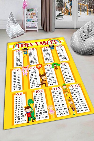 Genel Markalar Çarpım Tablosu Desenli Çocuk Odası Halısı Makinada Yıkanabilir...