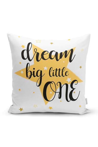 Realhomes Husă de pernă Dream Big Little One, cu model de stea scrisă, imprimată digitală