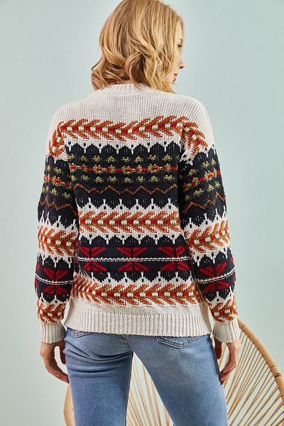 Bianco Lucci Patterned Knitwear Women's Sweater