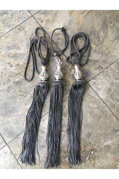 lovelyhome35 Antrasit Renk Polyester Braçol Yana Toplama +sarkıt Seti