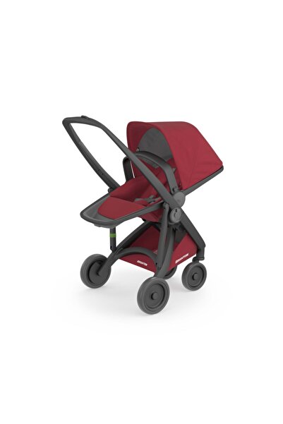 Greentom Reversible Çift Yönlü Bebek Arabası - Siyah Şasi ve Çilek Tekstil