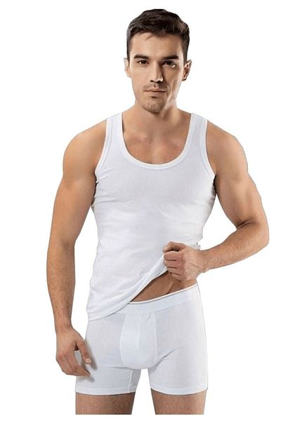 Namaldı Ανδρικό λευκό βαμβακερό Lycra Athlete Boxer Set 195