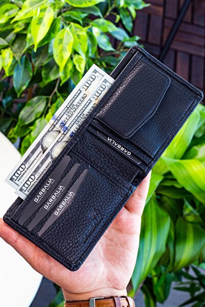 Garbalia Kangaroo Genuine Leather Rfid Blocking Black Wallet Card Holder