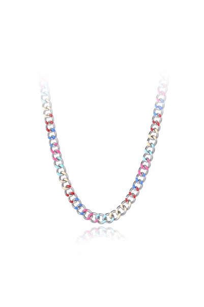 AstoriaSilver Kadın Bohemıa Neon Renkli Titanyum Chocker Zincir