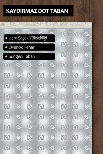 10 Post Online Digital Printed Runner Kitchen Rug - Silver Non-Slip, Cutting Washable, Thin Base