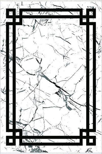 10 Post Online Runner Frame Patterned Marble White Non-Slip Cutting Washable Thin Digital Printing Hallway Carpet