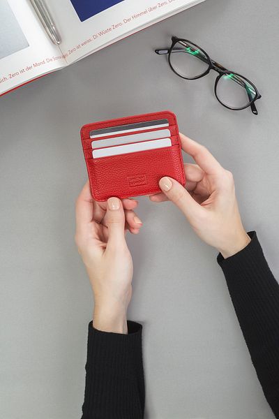 Leather Paper Red Leather Paper Credit Card Holder