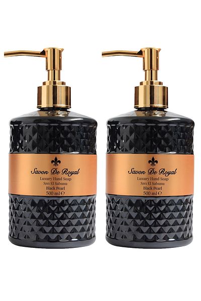 Savon De Royal Luxury Vegan Liquid Soap Black Pearl 500 ml 2 Pieces, Orange, Vanilla