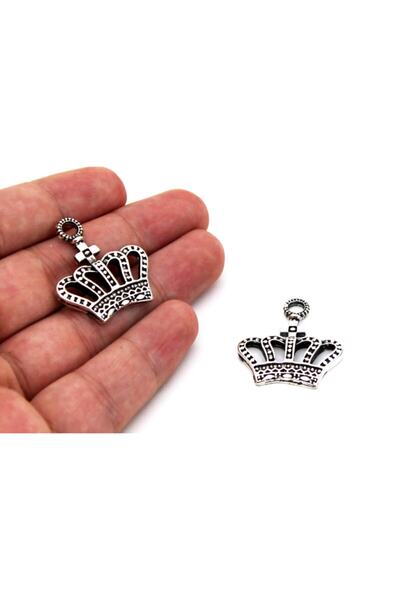 yfhobi 1 Adet - 27x30 Mm Taç Desenli, Metal Uç, Takı Malzemesi, Boyalı Gümüş ...