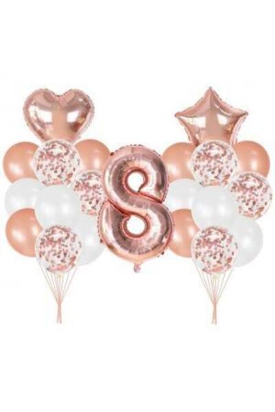kidspartim 8 Years Old Rose Gold Balloon Set
