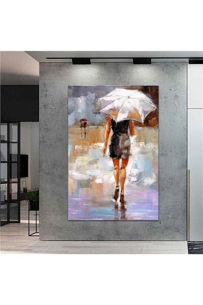Sebenta Extra Dev Boyut Yağmurda Yürüyen Kadın (100cm X 150cm)