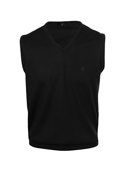 Ysf Erkek Siyah V Yaka Klasik Triko Süveter