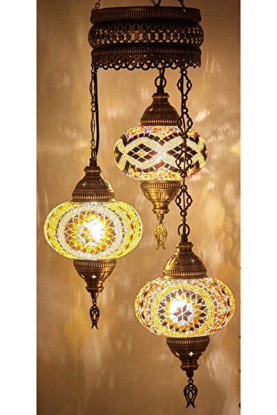 DezHome 3'lü Mozaik Sarkıt Avize Otantik Bohem