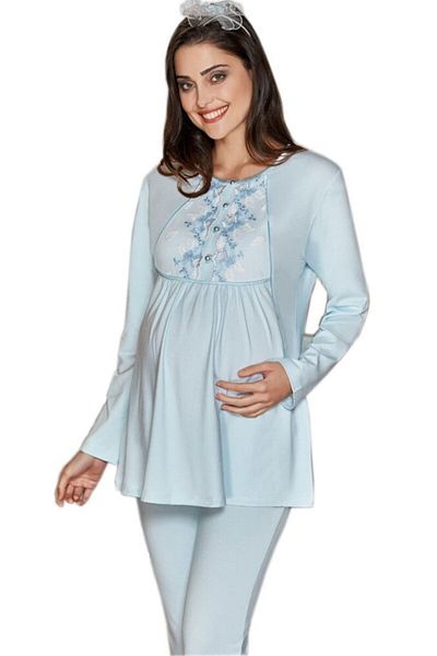 FLZ Set Pijama Maternitate Albastru