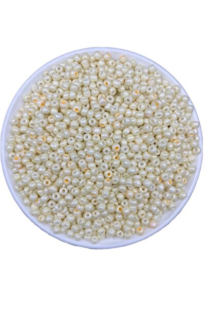 Hedef Bijuteri 50 جرامًا من الخرز الرملي الزجاجي غير اللامع بلون كريمي، خرز ل...