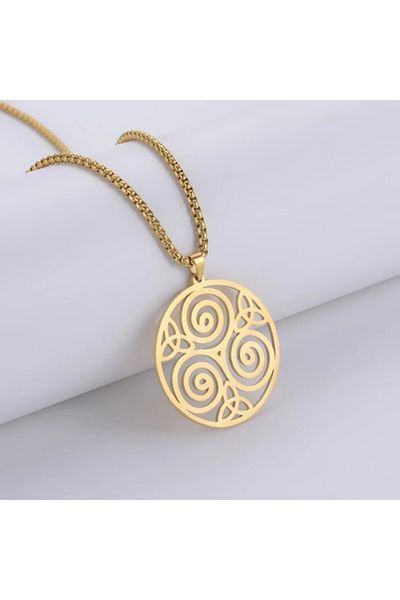 Viking Celtic Triangle Trinity & Triquetra Scandinavian Nordic Design Men's 316l Steel Necklace