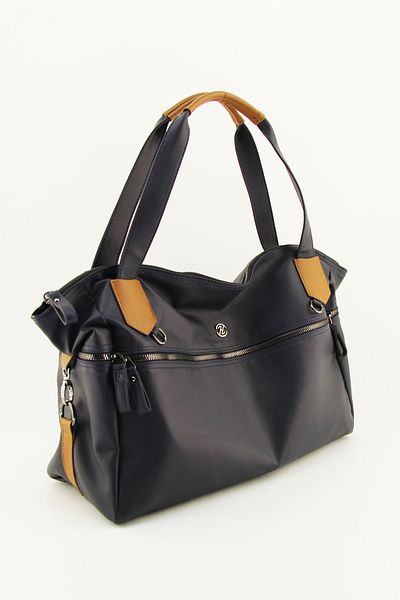 HNB Navy Blue Washed Leather Casual Tote Women's Bag
