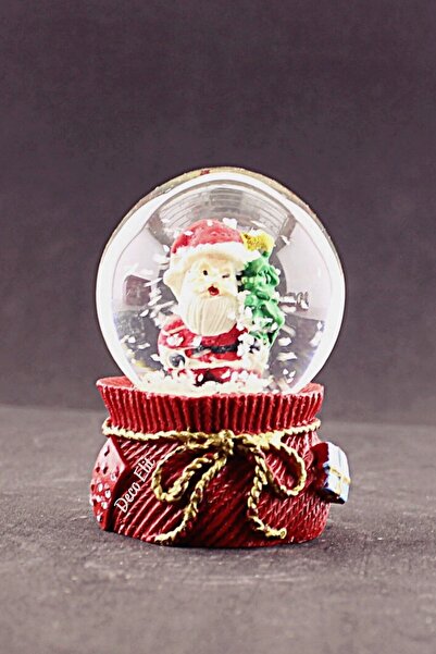 Deco Elit Yılbaşı Noel Baba Ve Çam Ağacı Mini Boy Kar Küresi 6,5 Cm