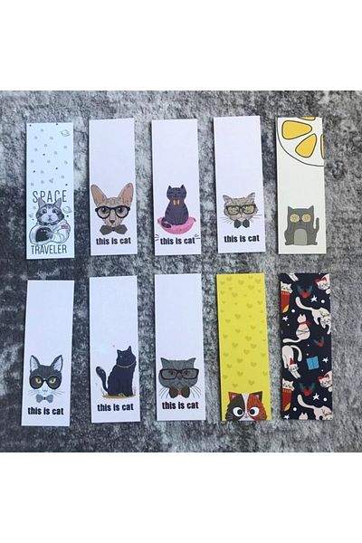 Paytak Moda Mixed Cat Astronaut Bookmark Set with Glasses Pytkayr37