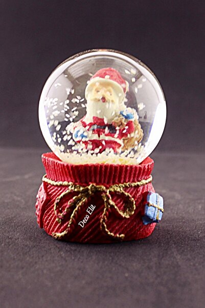 HediyeFilesi Yeni Yıl Hediye Torbalı Noel Baba Temalı Mini Boy Kar Küresi 6,5 Cm