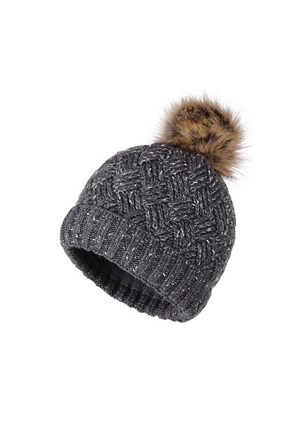 Fonem Women's Pompom Fussel Beret Fo 2589 Smoked