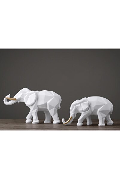 CajuArt Dekoratif Modern Büyük Boy Ikili Set Kübik Filler Biblo Ev Ofis Dekor