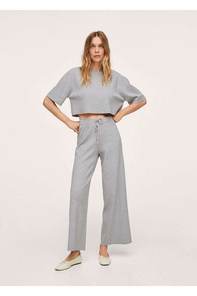 MANGO Woman Top din tricot scurt, mediu, gri topit