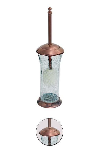 Maya Ottoman Rose C Glass Toilet Brush, Brass, Pvd Finish