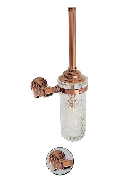 Maya Line Pvd Rose Mounted Toilet Brush Frosted Glass 100% Brass