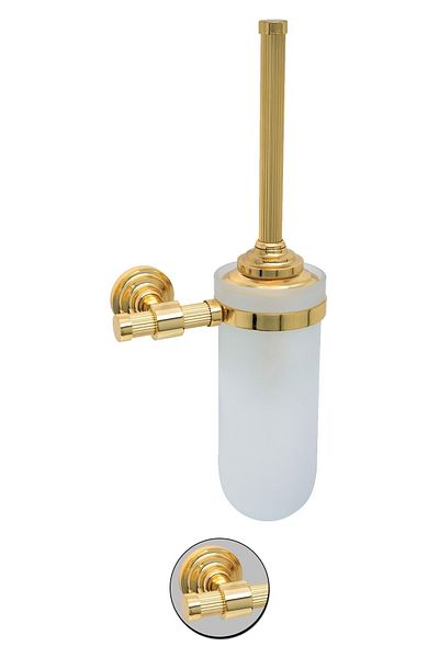 Maya Gold Mounted Glass Toilet Brush Stand - Brass and Pvd Finish