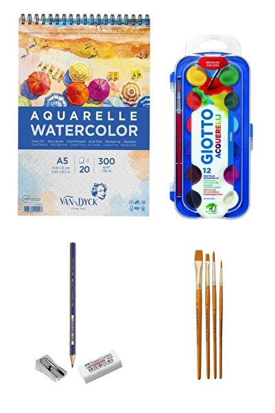 GLANCE Van Dyck Suluboya Defteri A5 300 Gr 20 Yp Giotto Aqurell Block Sulu Bo...