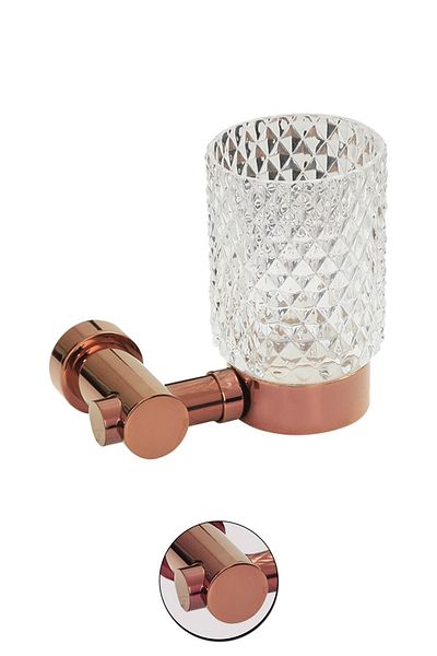 Maya Utopic Pvd Rose Mounted Toothbrush Holder Frosted Glass 100% Brass