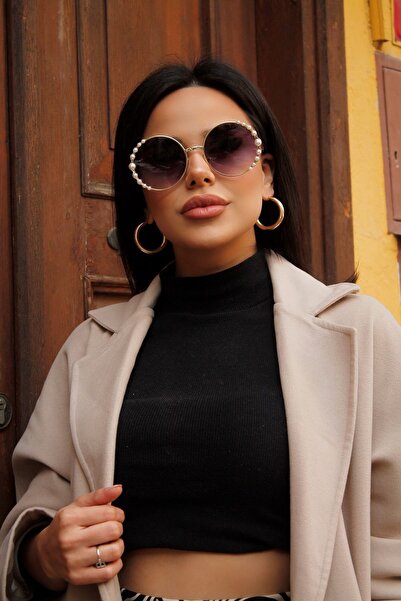 BOUTIQUE MARYJANE Pearl Detailed Women's Sunglasses