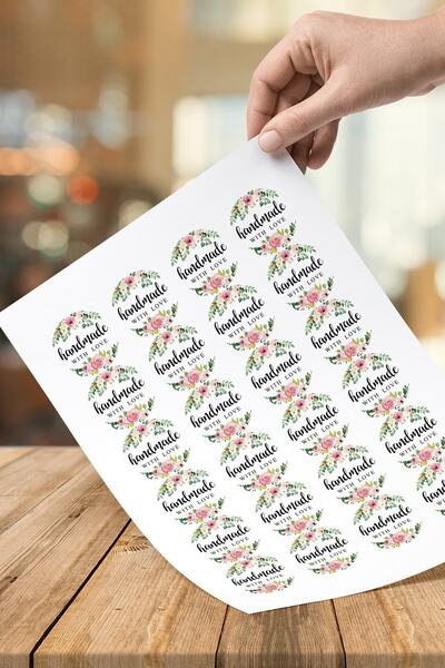 printiks 60 Adet 4 Cm Çapında Gül Tasarımlı Handmade El Yapımı Ingilizce Renk...