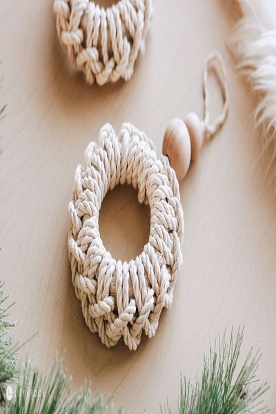 Emtory Home Διακοσμητικό στολίδι Bohemian 2 τεμαχίων Ecru Macrame