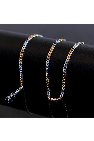 The Collection Double Color Gourmet Chain Steel Unisex Necklace