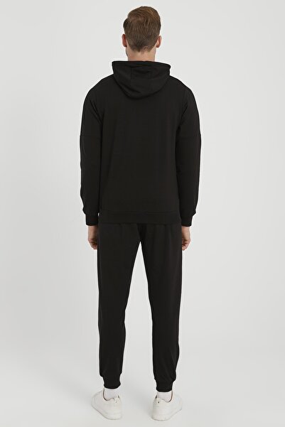 DYNAMO Мъжки черен памучен анцуг с качулка
